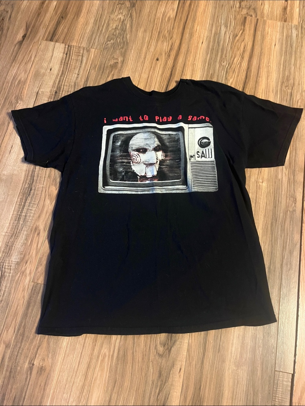 SAW Graphic Tee - Black with TV Horror Print